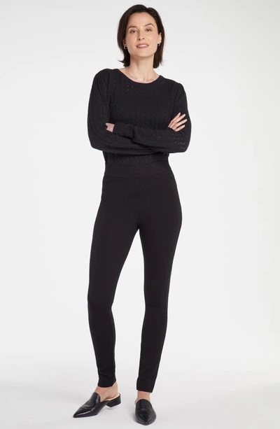 Nydj Plus Size Sculpt-her Soft Sheen Ponte Legging In Black