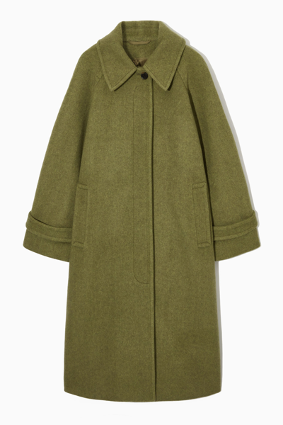 Shop Cos Tailored Herringbone Wool-blend Coat In Green