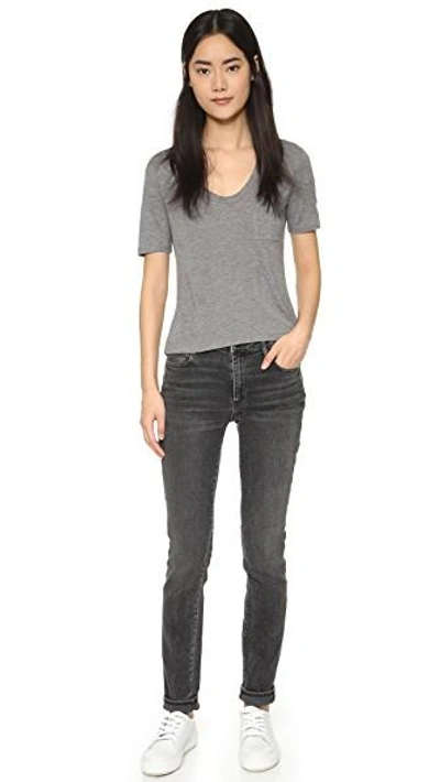 Shop Alexander Wang T Classic Cropped Tee In Heather Grey