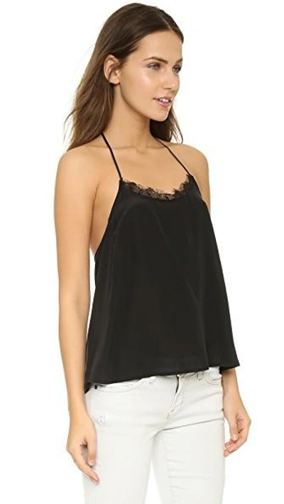 Shop Anine Bing Silk Camisole With Lace Details In Black