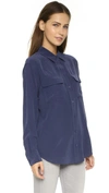 Equipment Signature Washed-silk Shirt In Peacoat