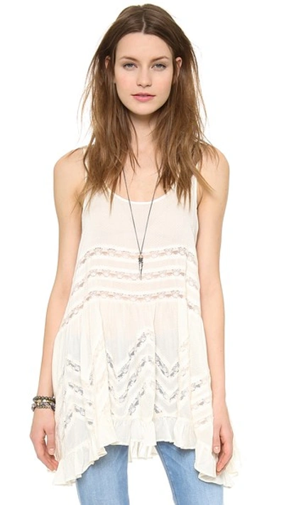 Shop Free People Voile & Lace Trapeze Tank In Tea