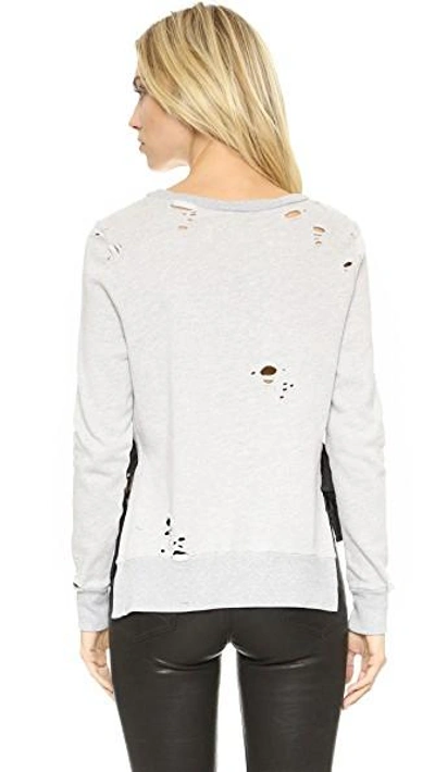 Shop Pam & Gela Side Slit Destroyed Sweatshirt In Heather Grey
