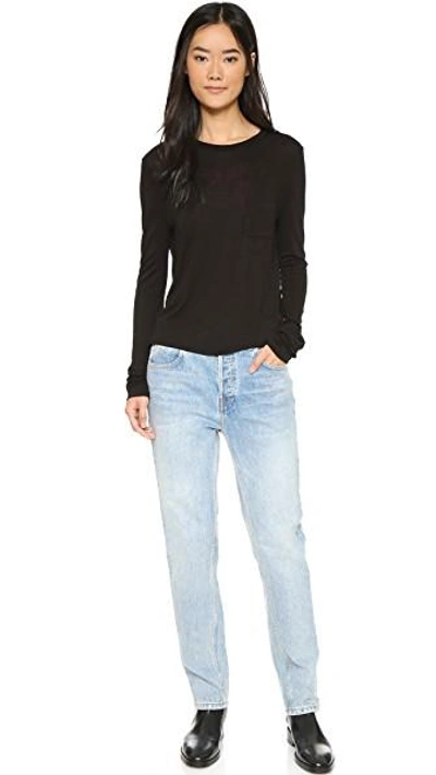 Shop Alexander Wang T Classic Cropped Long Sleeve Tee In Black