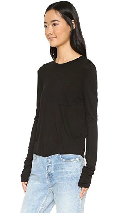 Shop Alexander Wang T Classic Cropped Long Sleeve Tee In Black