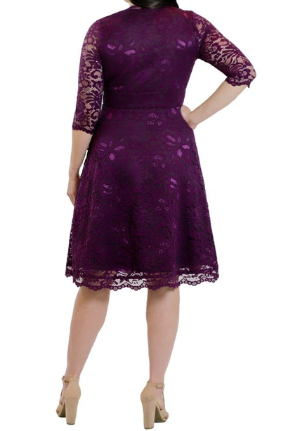 Shop Kiyonna Missy Lace Elbow Sleeve Dress In Berry Bliss