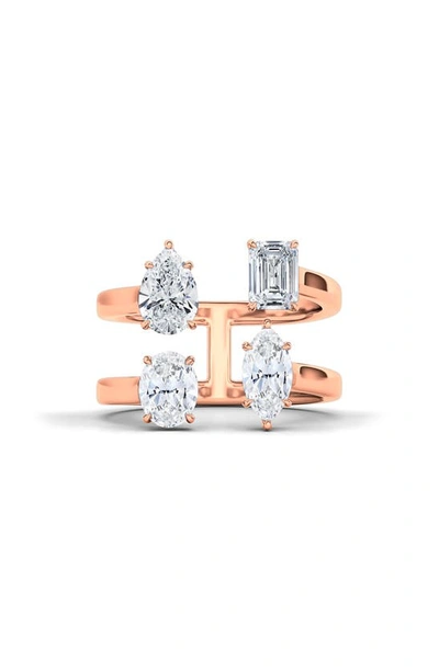 Shop Hautecarat Fancy Four-stone Lab Created Diamond Ring In 14k Rose Gold