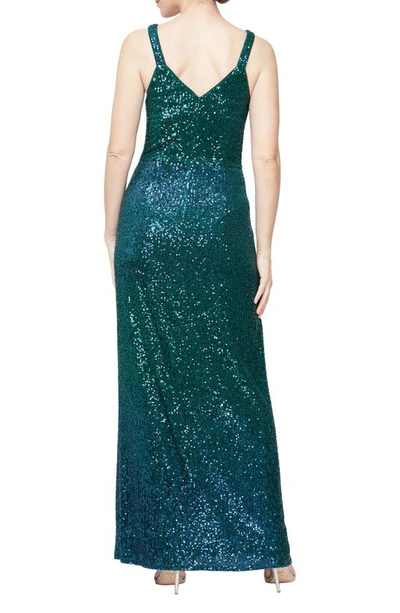 Shop Alex & Eve Twist Front Sequin Gown In Green Multi