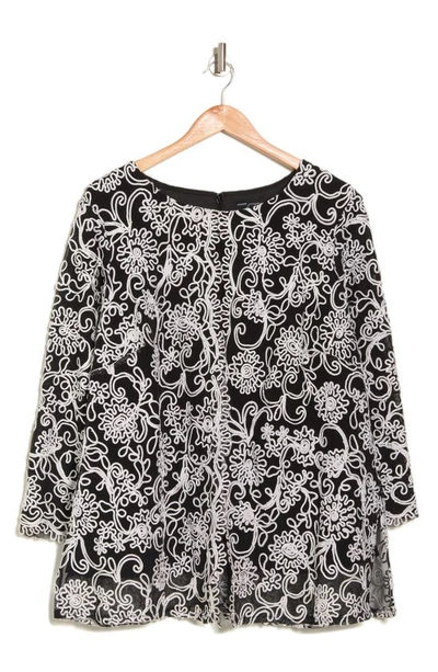 Shop Alex Evenings Embroidered Mock Twinset In Black/ White