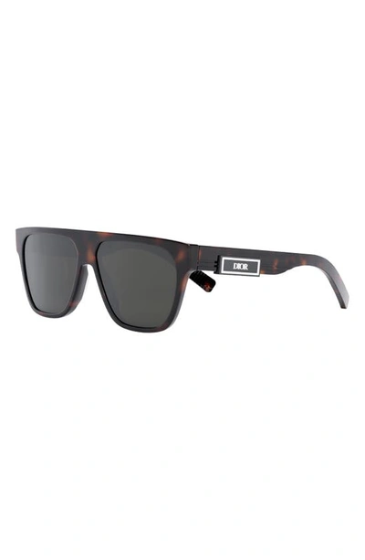 Shop Dior 'b23 S3i 57mm Geometric Sunglasses In Dark Havana / Green