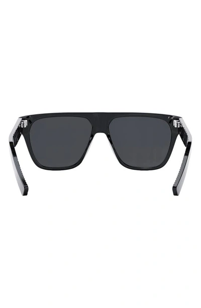 Shop Dior 'b23 S3i 57mm Geometric Sunglasses In Shiny Black / Smoke
