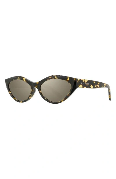 Shop Givenchy Day 56mm Mirrored Cat Eye Sunglasses In Havana / Smoke Mirror