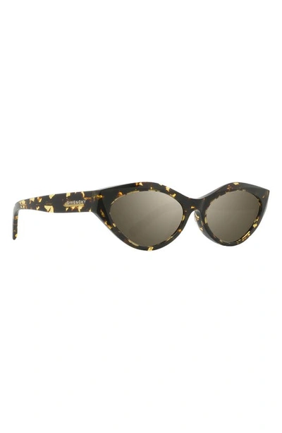 Shop Givenchy Day 56mm Mirrored Cat Eye Sunglasses In Havana / Smoke Mirror