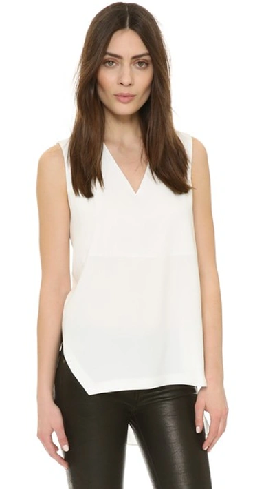 Dkny Crossover Back High Low Top In Ivory/black