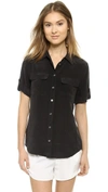 Equipment Super Vintage Wash Short Sleeve Slim Signature Top In True Black