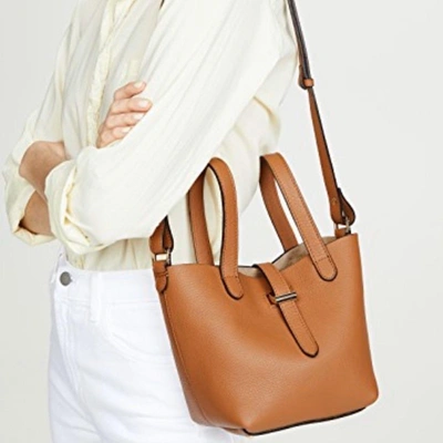 Meli Melo Thela Mini Shopper Tan Brown Leather Cross Body Bag For Women