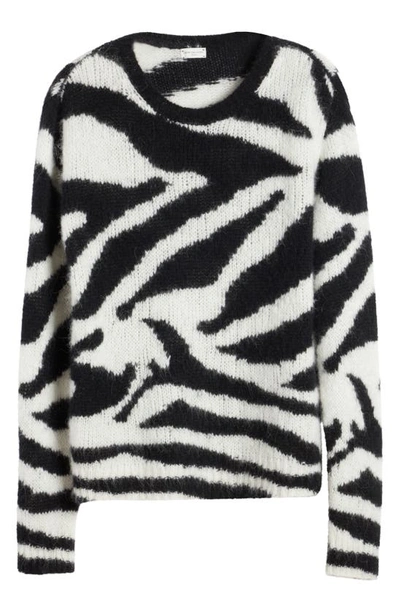 Shop Dries Van Noten Nazareth Zebra Pattern Oversize Alpaca Blend Sweater In Ecru