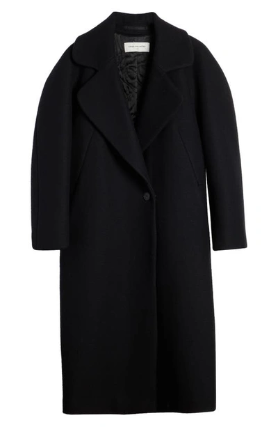 Shop Dries Van Noten Royal Bis Wool Blend Coat In Black