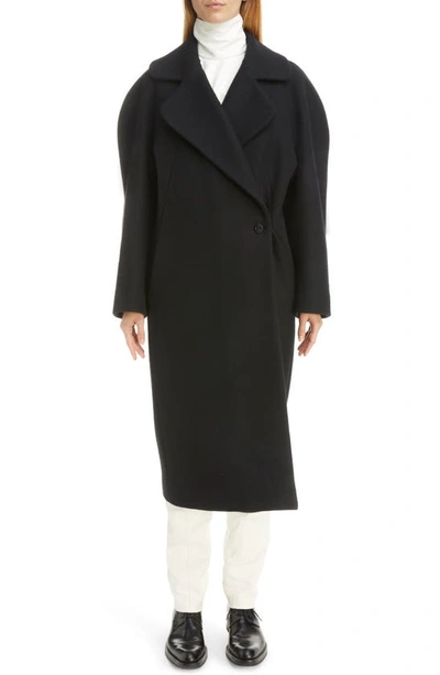 Shop Dries Van Noten Royal Bis Wool Blend Coat In Black