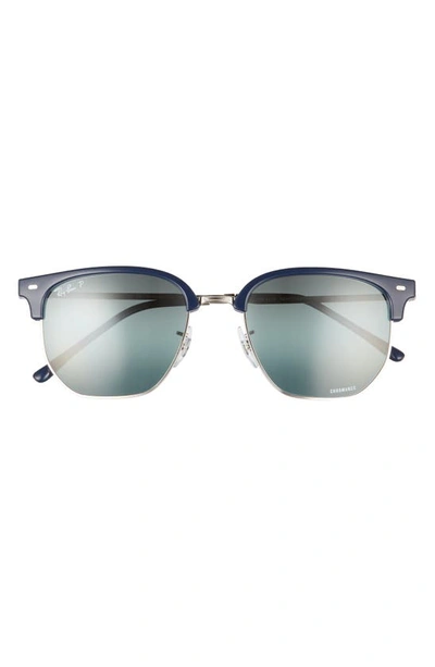 Shop Ray Ban Clubmaster 53mm Polarized Square Sunglasses In Blue