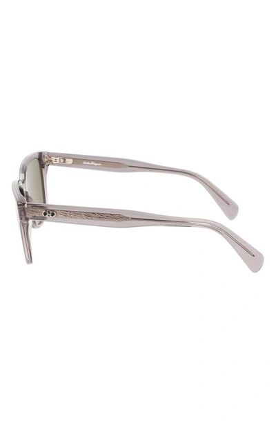 Shop Ferragamo Gancini 55mm Rectangular Sunglasses In Transparent Grey