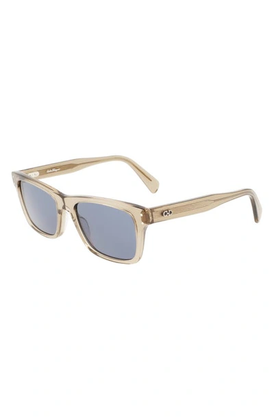 Shop Ferragamo Gancini 54mm Rectangular Sunglasses In Transparent Sand
