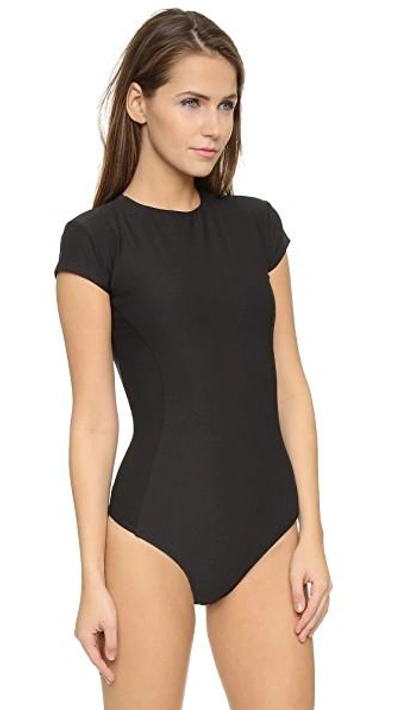 Shop Alix Classic Collection Mulberry Thong Bodysuit In Black