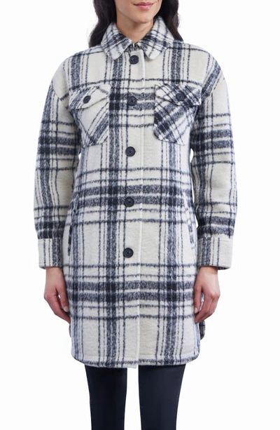 Shop Lucky Brand Repeat Body Plaid Shacket In Black White Plaid