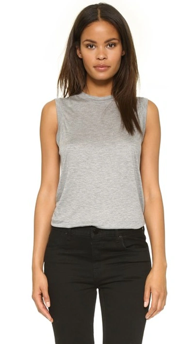 Shop Alexander Wang T Classic High Neck Flared Tank In Heather Grey