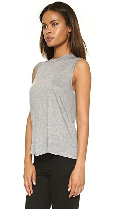 Shop Alexander Wang T Classic High Neck Flared Tank In Heather Grey