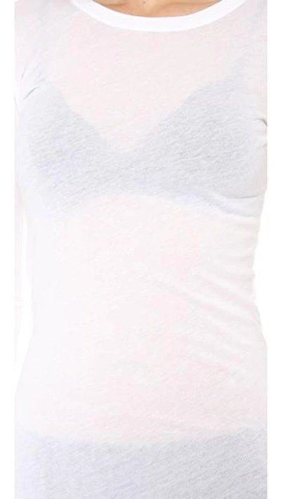 Shop Enza Costa Bold Long Sleeve Crew Neck Tee In White