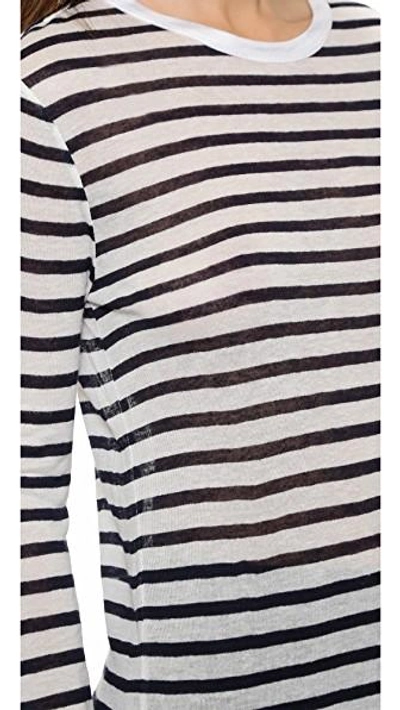 Shop Alexander Wang T Striped Rayon Linen Tee In Ink & White