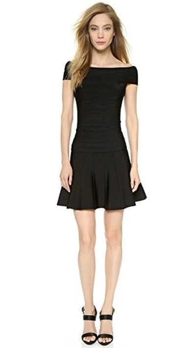 Shop Herve Leger Boat Neck Top In Black