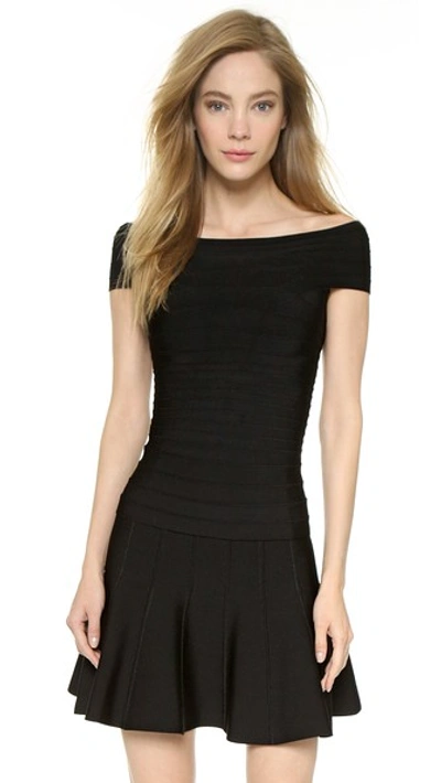 Shop Herve Leger Boat Neck Top In Black