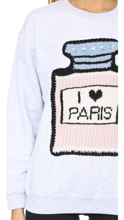 Michaela Buerger I Love Paris Sweatshirt In Light Grey