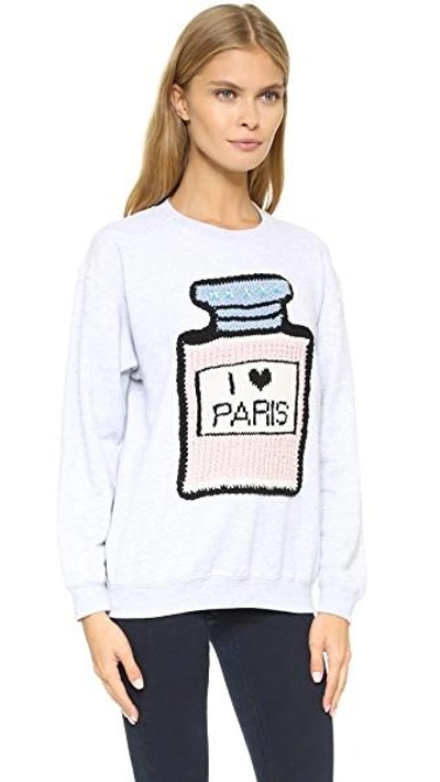 Shop Michaela Buerger I Love Paris Sweatshirt In Light Grey