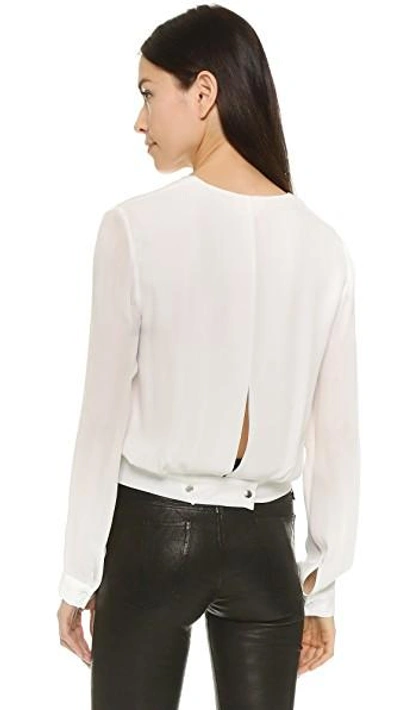 Shop L Agence Gia Snap Back Blouse In Ivory