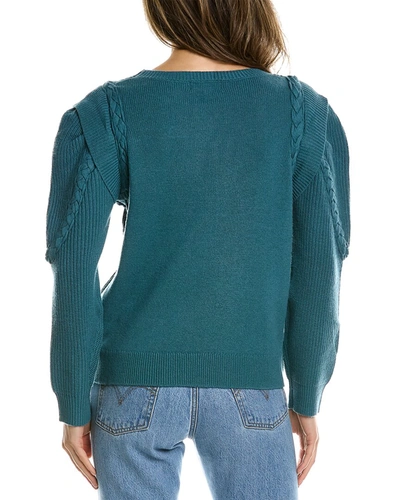Shop Lea & Viola Braided Wool & Cashmere-blend Sweater In Blue