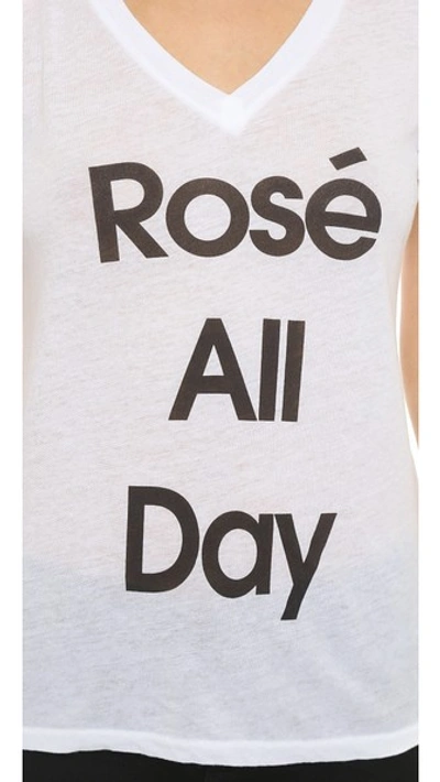 Wildfox Rose All Day Easy Tee In Clean White