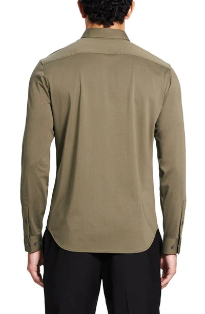 Shop Theory Sylvain Nd Structure Knit Button-up Shirt In Olive Branch