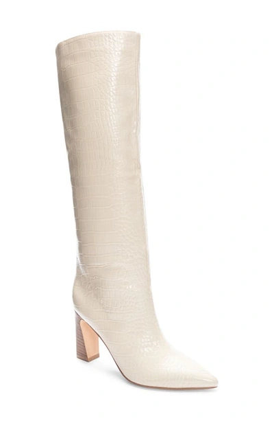Shop Chinese Laundry Frankie Croc Embossed Knee High Boot In Cream