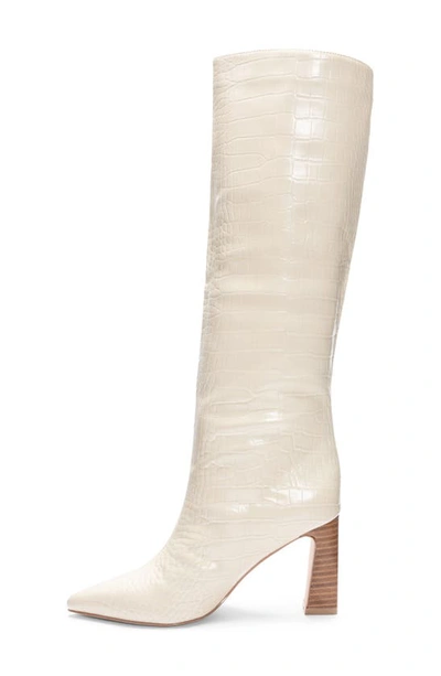 Shop Chinese Laundry Frankie Croc Embossed Knee High Boot In Cream