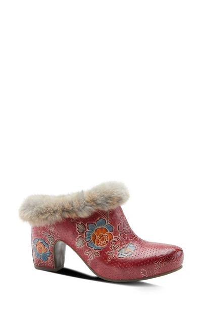 L'artiste Janis Faux Fur Lined Clog In Red