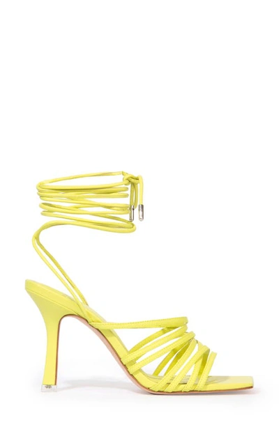 Shop Black Suede Studio Lana Strappy Sandal In Chartreuse