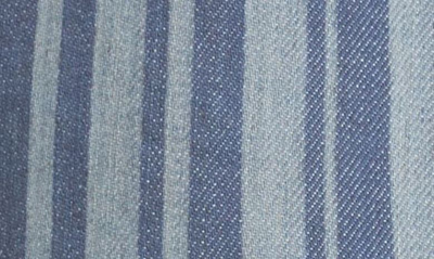 Shop Anne Isabella Laser Stripe Raw Edge Denim Miniskirt In Light Denim Blue