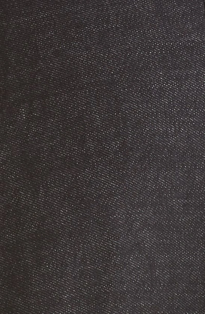 Shop Anne Isabella Raw Edge Asymmetric Pleated Denim Miniskirt In Black Denim