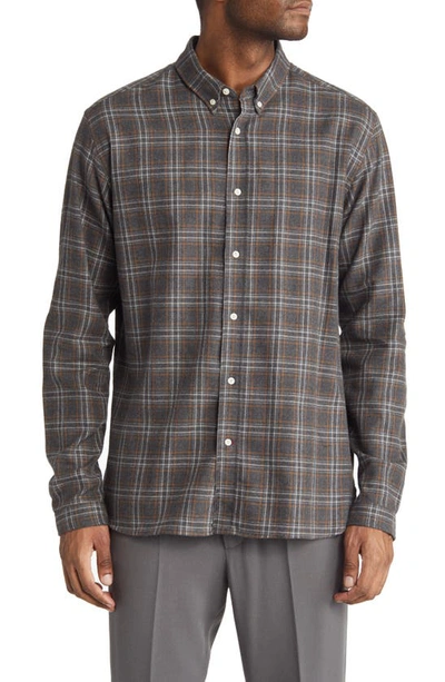 Shop Oliver Spencer Rowan Regular Fit Plaid Button-down Shirt In Grey
