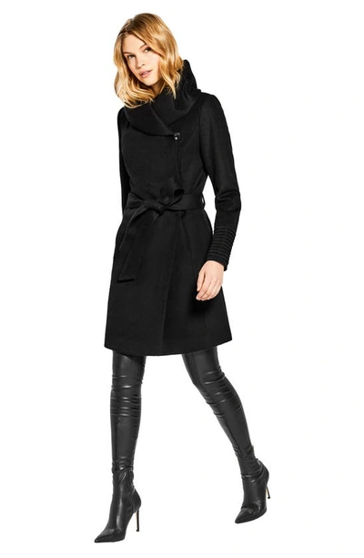 Shop Sentaler Hooded Alpaca & Wool Wrap Coat In Black