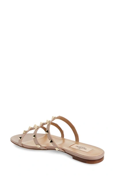 Valentino Rockstud Leather Sandal In P45 Poudre