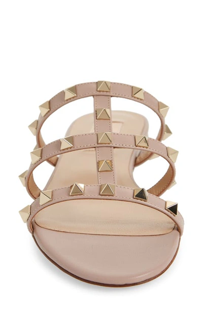 Valentino Rockstud Leather Sandal In P45 Poudre